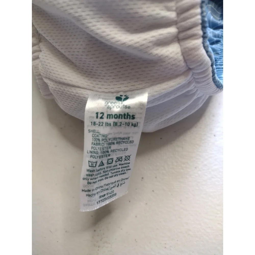 Green Sprouts Reusable Swim Diaper Blue Wave‎ Print 12 Months 18-22 lbs